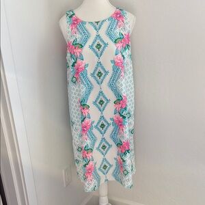 Lilly Pulitzer Floral Sleeveless Dress with Pink and Blue Patterns NWOT